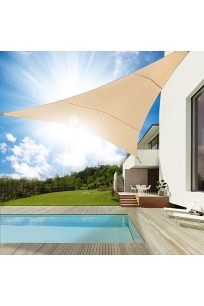 Avex Τριγωνική ομπρέλα κήπου, αδιάβροχη, χρώμα μπεζ, διαστάσεις 4 x 4 x 4 μ.