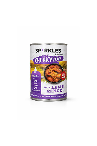 SPARKLES طعام كلاب رطب فاخر - لحم ضأن مفروم في المرق، علبة 400 جرام - خالٍ من...