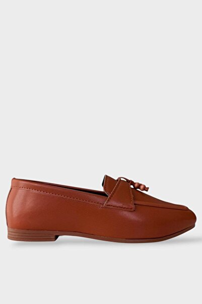 Liger Tassel Detail Stylish Daily Women's Flat Shoes Taba