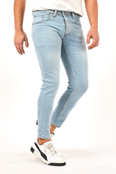 MODAMESTO Men's Ice Blue Slim Fit Stretch Fabric Jeans