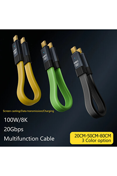 LivX USB C to USB C Esnek FPC Kablo 80cm, 100W PD Hızlı Şarj, USB 3.2 20Gbps 8K@60Hz DZD