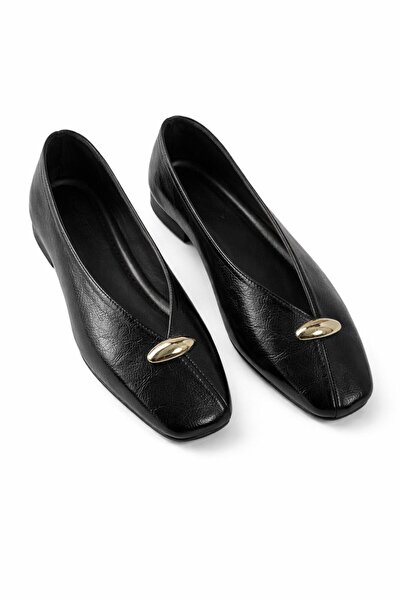 FootFrenzy Valencia Kadın Yüzük Detay Küt Burun Günlük Şık Babet Ayakkabı