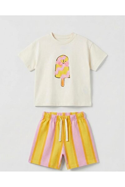 Daisy Dolly Κοριτσίστικο βαμβακερό σετ με σχέδιο φούντας παγωτού