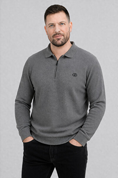 FORMO Ανδρικό βαμβακερό μακρυμάνικο φούτερ με γιακά πόλο και μανσέτες, από ύφ...