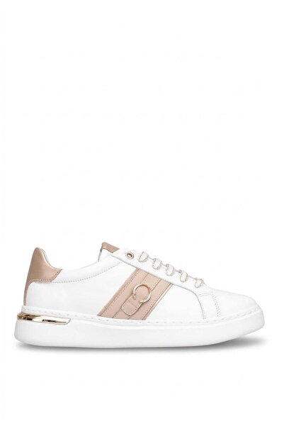 Mammamia D26YA-7075 حذاء نسائي كاجوال من الجلد الطبيعي باللون الأبيض - الذهبي