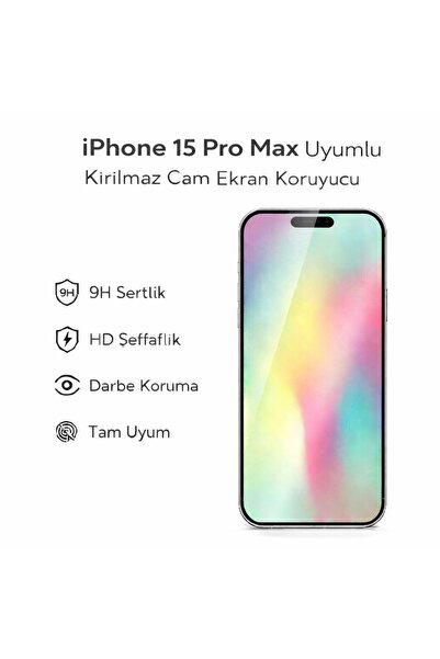 Avcı Teknoloji Market واقي شاشة زجاجي مقاوم للكسر متوافق مع iPhone 15 Pro Max...