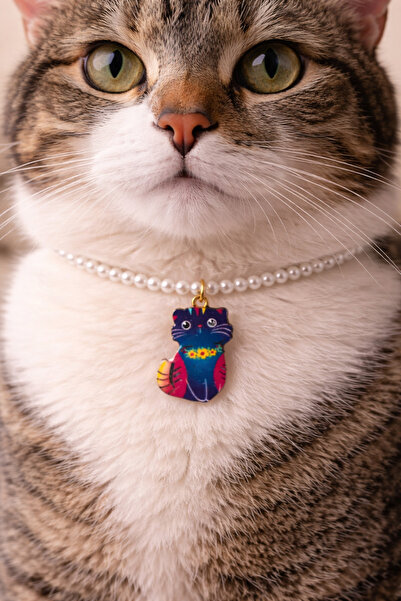 HALHALMILL Cat Dangle Pearl Cat Necklace