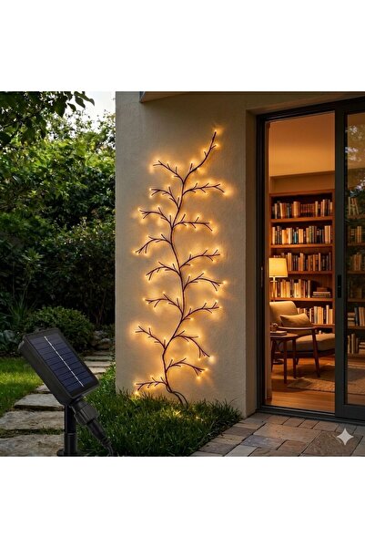 gaman 96 LED Güneş Enerjili Ağaç Dalı Dekoratif Işık - Dış Mekan Bahçe & Duva...