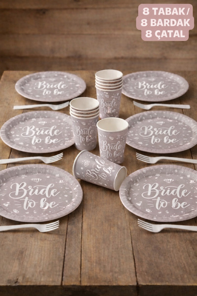 Baloncu Nene Bride To Be Rose Gold Party Set για 8 άτομα, με πιάτα, ποτήρια κ...