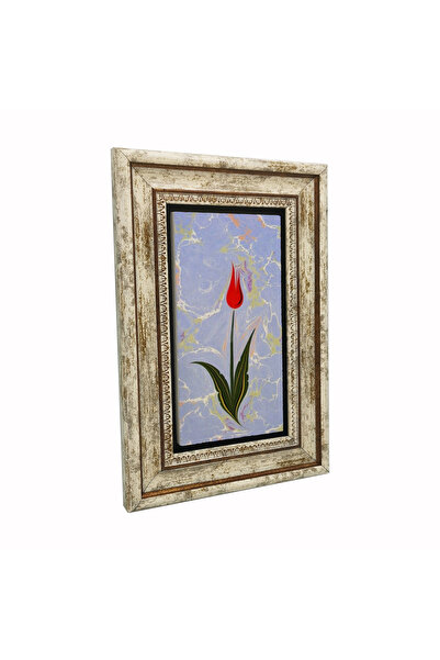 Sadrazam Πίνακας από φυσική πέτρα με ροζ φλοράλ σχέδιο με εκτύπωση Ebru 20X30...