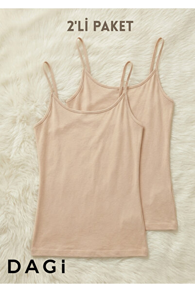 Dagi Ten 2-Piece Thin Adjustable Strap Combed Cotton Women's Undershirt Set