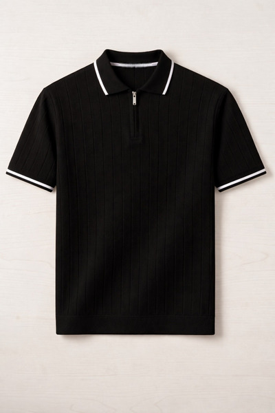 legends butik Tricou pentru bărbați din tricotaj cu nervuri, cu guler polo – ...