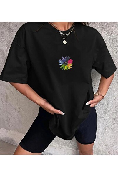 AZIZI TEKSTIL Plus Size Printed Black T-Shirt