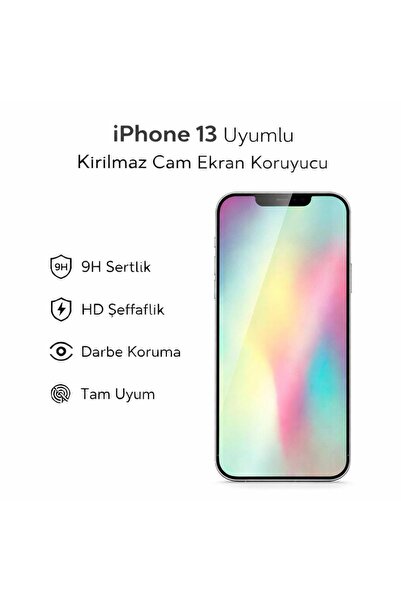 Avcı Teknoloji Market واقي شاشة زجاجي مقاوم للكسر متوافق مع هاتف iPhone 13، ز...