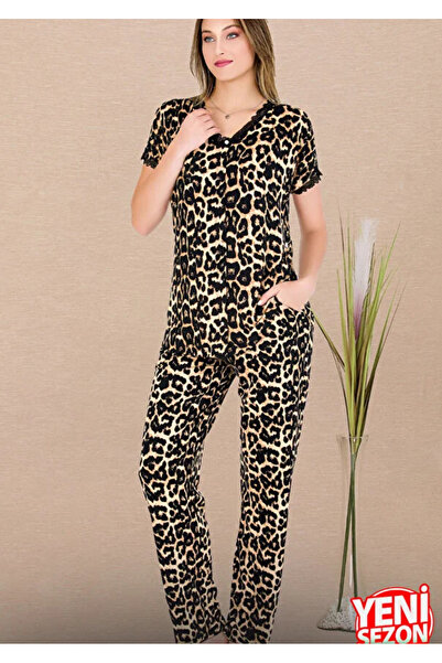 Lady Σετ πιτζάμες με κουμπιά με κουμπιά με κοντομάνικο μπλουζάκι 12482