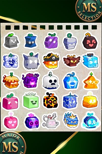 Major Selection Blox Fruits Sticker Seti Suya Dayanıklı Etiket