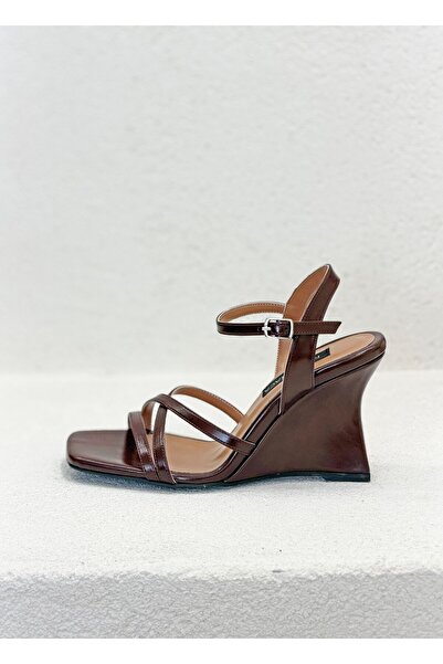 NUR KARACA 8577 Cross Straps 10cm Padded Heel Sandals Shoes for Women