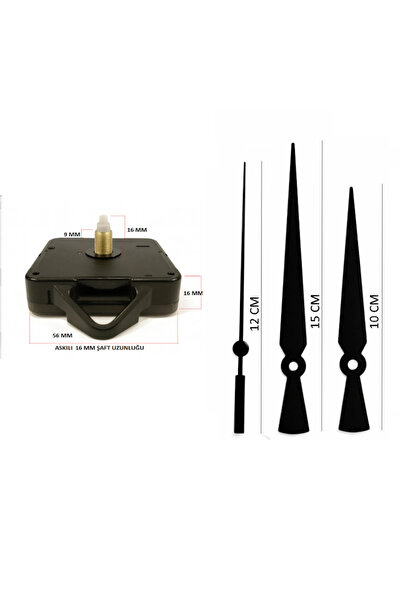 Silvanature Akar Saat Mekanizması Sessiz Duvar Saat Mekanizması 16 Mm Şaft -M...