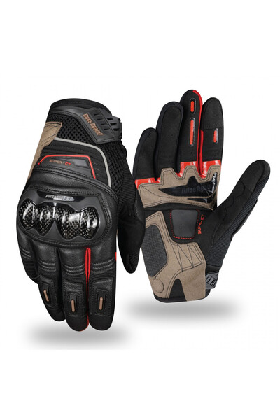 ONE'S AGAİN Ones Again Mg08 Leather Textile Gloves Black Brown Red