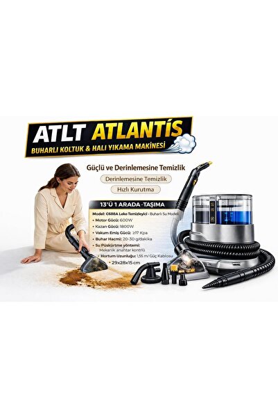 ATLT ATLANTİS 1800W BUHAR GÜCÜ BUHARLI KOLTUK VE HALI YIKAMA MAKİNESİ 30 SN H...