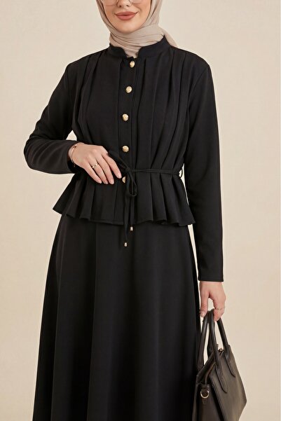 HİJABAYA Κοστούμι κρεπ με πλισέ μπροστά, κουμπιά και φούστα που δένει στη μέση