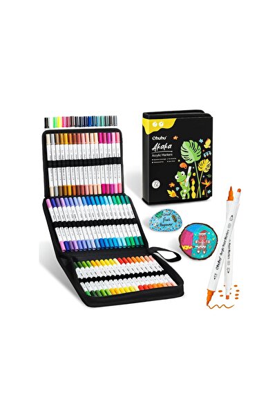 Ohuhu Σετ ακρυλικών μαρκαδόρων Akaka 72 τεμαχίων, με διπλή λεπτή μύτη, χρώμα ...