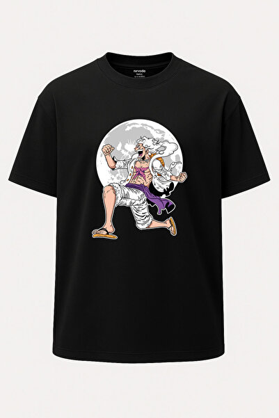 nirvoda Oversize Luffy White T-shirt με στάμπα One Piece - Φαρδιά γραμμή