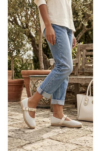 PUNTO 542065 Banded Turali Pearl Perforated Straw Sole Espadrille Ballerinas