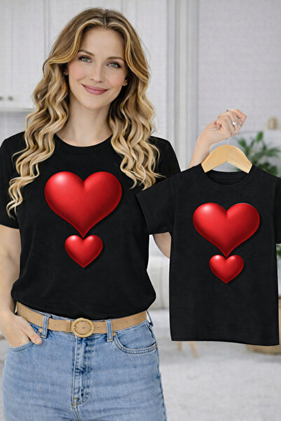VODEXA Tricou oversize unisex pentru copii, tricou cu inimă dublă imprimată (...