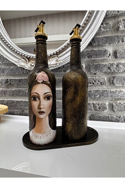 Rembox Premium Vintage Handmade Glass Oil Bottle Set of 2 |   Antique Art Pat...