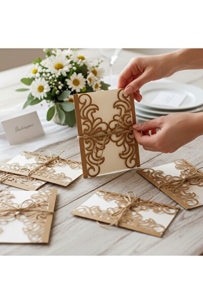 Armada Διακοσμητικός φάκελος προσκλήσεων 30 τεμαχίων με δαντελωτή όψη κραφτ, ...