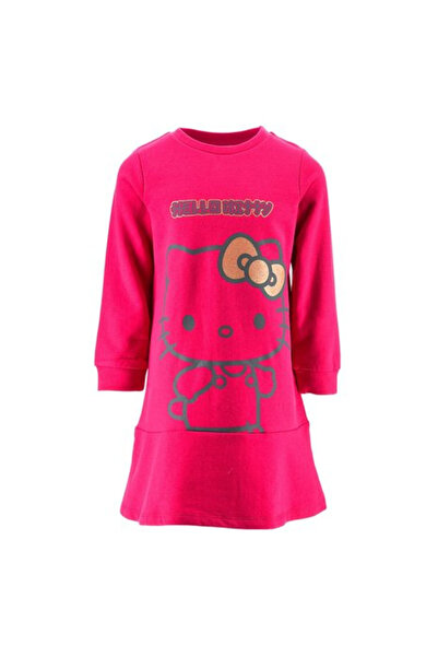 Hello Kitty Βαμβακερό μακρυμάνικο φόρεμα με βολάν