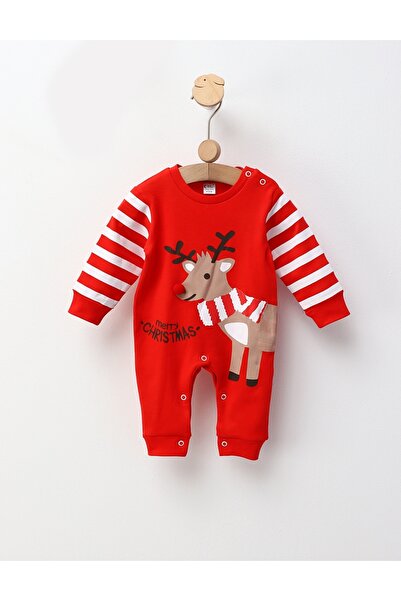 MiniKids Κόκκινη ολόσωμη φόρμα ταράνδου για Καλά Χριστούγεννα