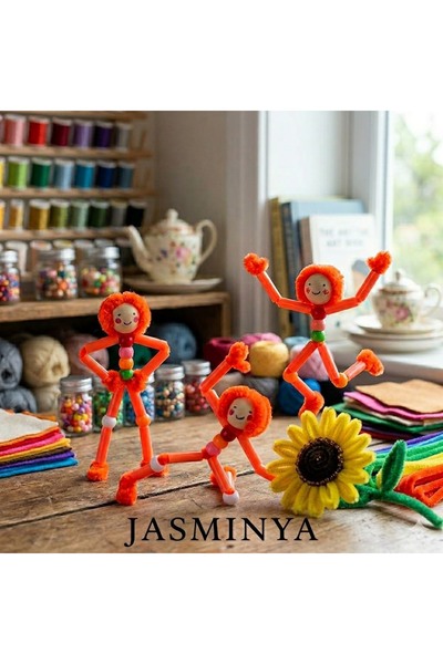 Jasminya 25 Adet Açık Sarı Şönil, Eğitici Şönil, Tüylü Tel el işi malzemesi 30cm