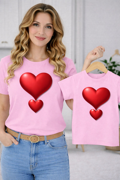 VODEXA Tricou oversize unisex pentru copii, tricou cu inimă dublă imprimată (...