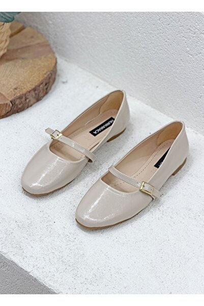 NUR KARACA 115 Y-052 Banded Buckle Ballet Flats Shoes for Women