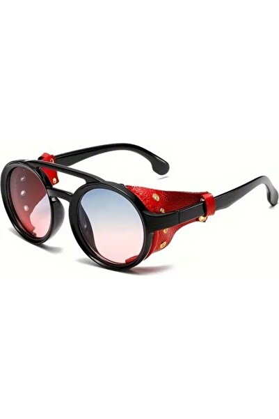 Olivier Philippe Steampunk Leather Black Frame Vintage Retro Sunglasses