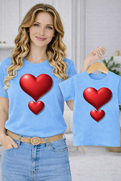 VODEXA Tricou oversize unisex pentru copii, tricou cu inimă dublă imprimată (...