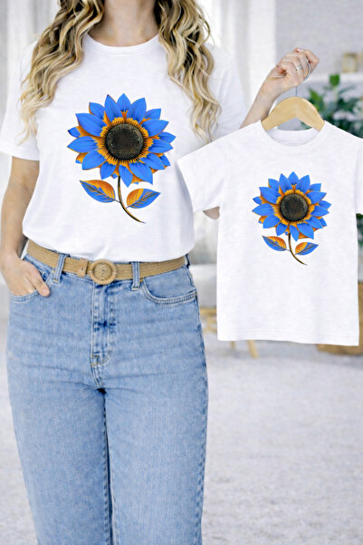 VODEXA Tricou oversize unisex pentru copii, tricou cu imprimeu BLUE FLOWERS (...
