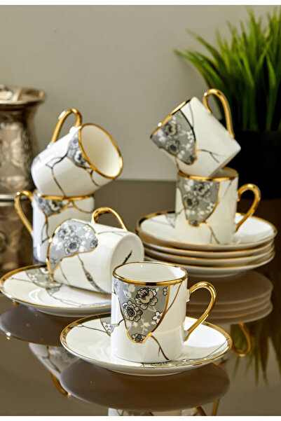 coker Home Design Lavinya 6 Person 90 ml Porcelain Coffee Cup Set