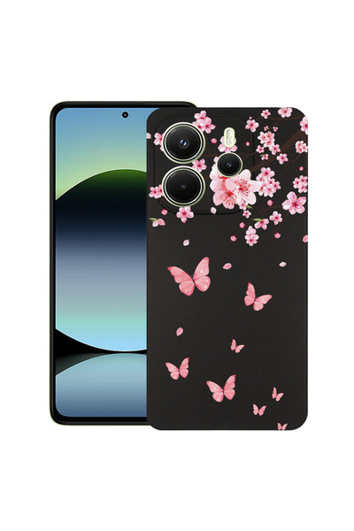 bestcase Υπέρλεπτη Θήκη για Xiaomi Redmi Note 14 4G, Ροζ Άνθη Κερασιάς & Πετα...