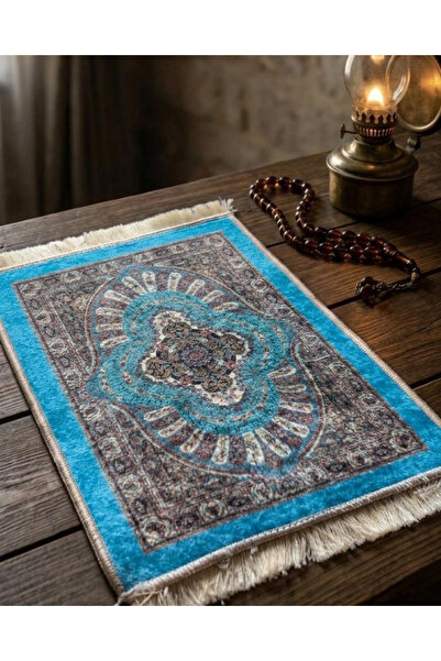Lotus Dükkan Bag Size Prayer Mat - Can Be Used as a Mouse Pad - 18 - Blue Tones