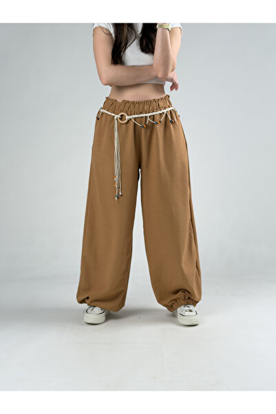 COCOPELLI Belted Tan Women's Baggy Trousers Coc3070