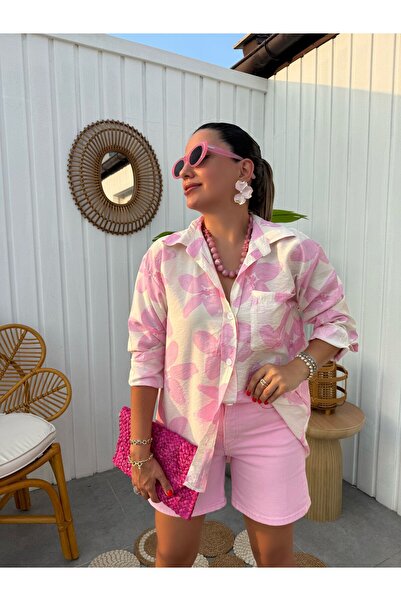 IŞILDA FASHION Πουκάμισο oversize με στάμπα Işılda