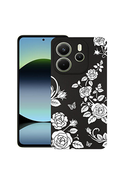 bestcase Υπέρλεπτη Θήκη για Xiaomi Redmi Note 14 5G, Φλοράλ - Μαύρο Τριαντάφυ...