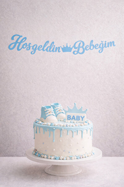 Baloncu Nene Διακοσμητικό με μπλε γράμματα  "Welcome Baby Boy " – 20x110 εκ. ...