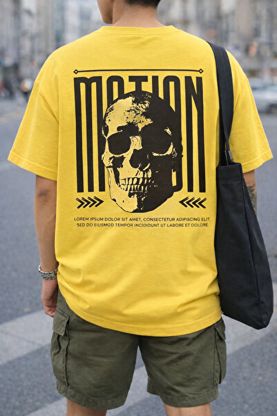 ArtYus Μπλουζάκι Unisex Oversize με στάμπα Motion Skull στην πλάτη – Βαμβακερ...