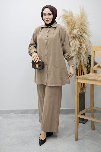 Tesettür Dünyası Κοστούμι με κουμπιά Modal TSD260169 Βιζόν