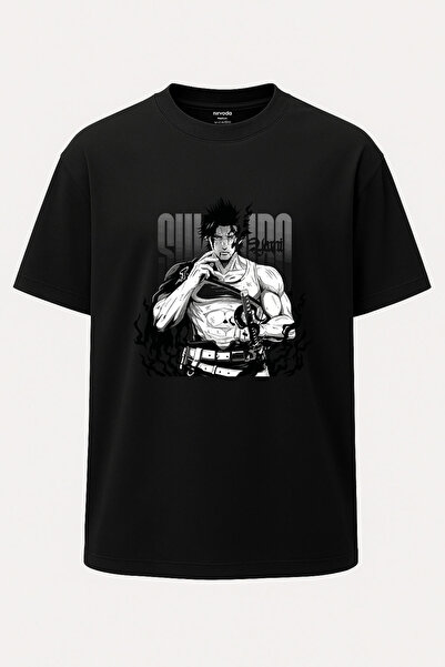 nirvoda Υπερμεγέθη μπλουζάκι Yami Sukehiro Black Clover με στάμπα - Φαρδιά γρ...