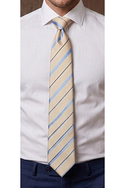 Gutiero 8 Centimeter Classic Tie with Cream Patterned Handkerchief